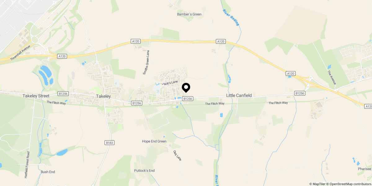 Approximate location of Haddesley Road, Little Canfield, Dunmow, CM6 1FB