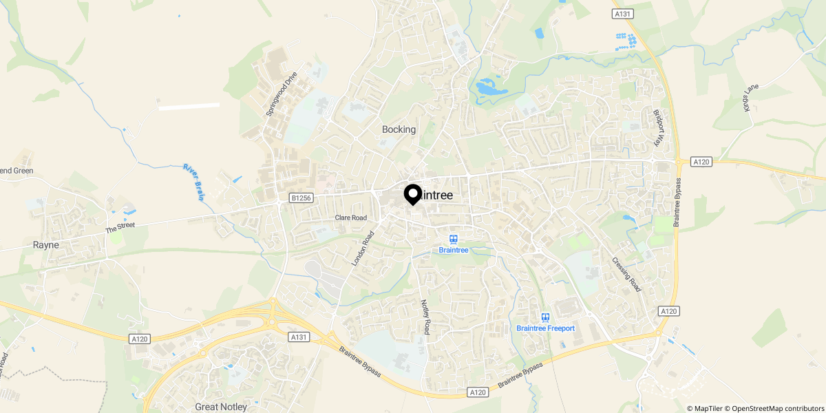 Approximate location of Swan Side, Braintree, CM7 1UX