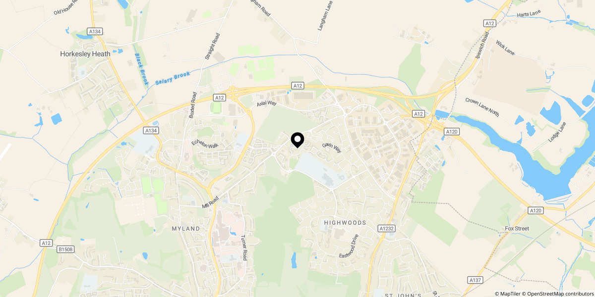 Approximate location of Weetmans Drive, Colchester, CO4 9EA