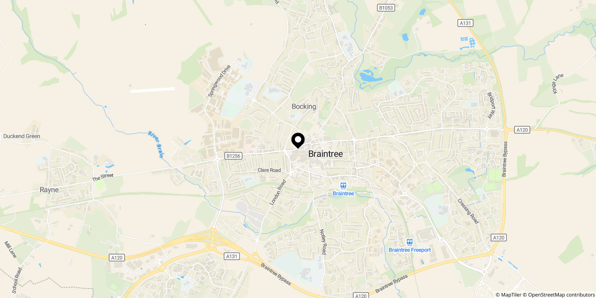 Approximate location of Swan Side, Braintree, CM7 1UX