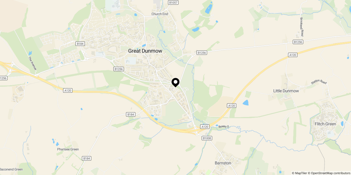 Approximate location of The Close, Great Dunmow