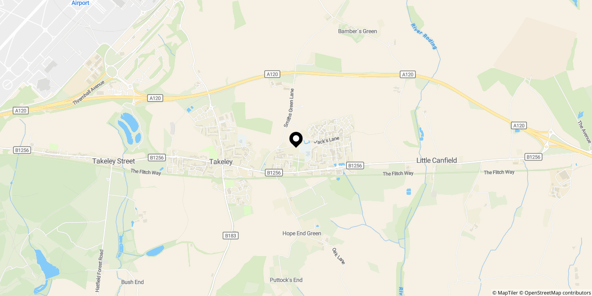 Approximate location of Bennet Canfield, Little Canfield, CM6