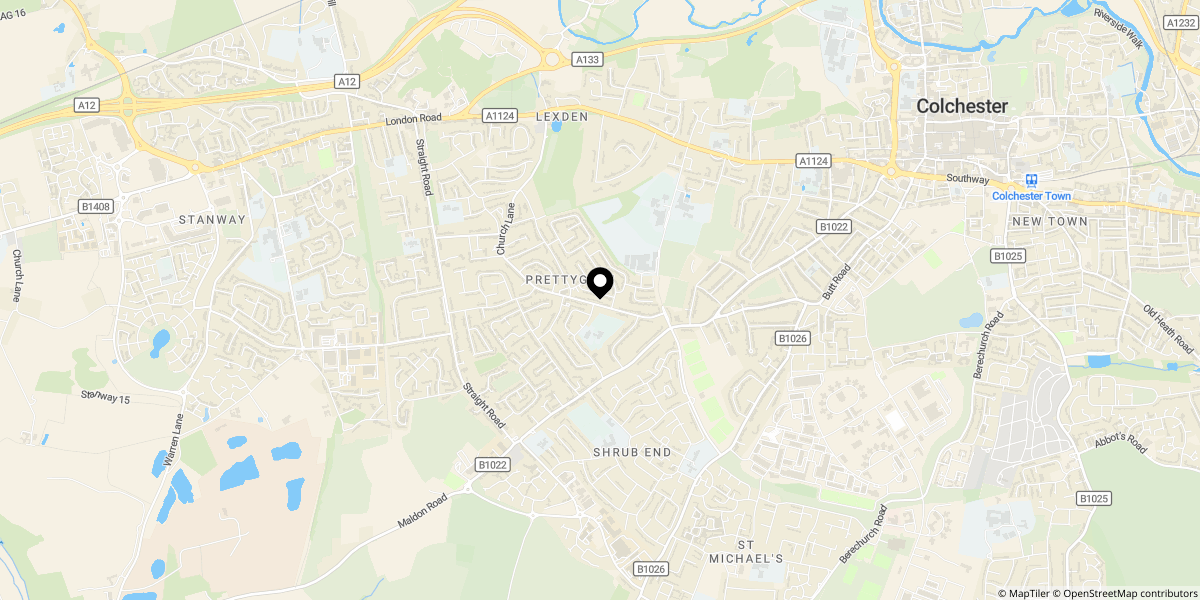 Approximate location of Holman Crescent, Colchester, CO3 4PE
