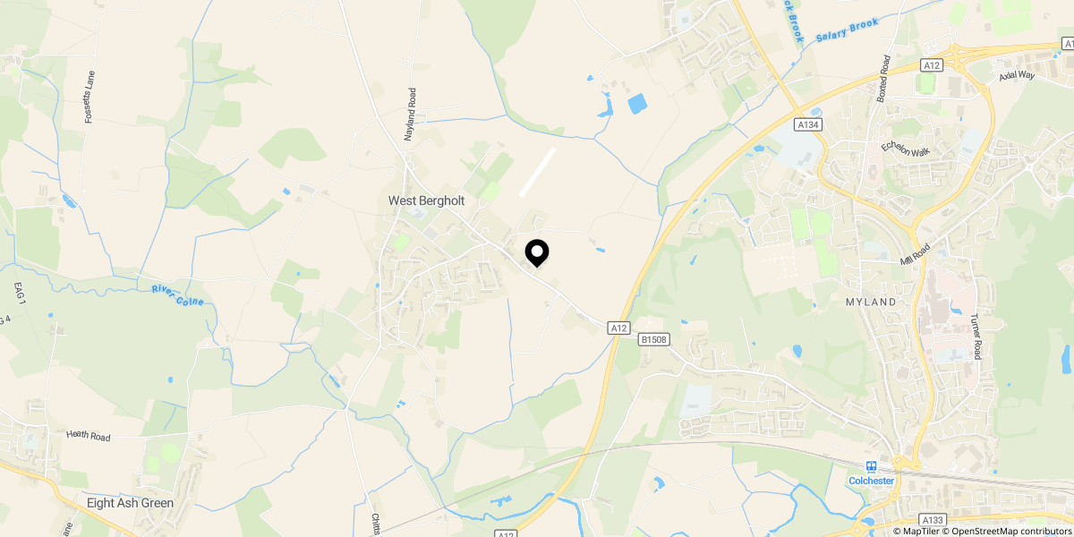 Approximate location of Colchester Road, West Bergholt, Colchester, CO6 3JX