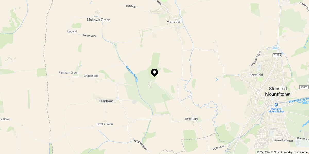 Approximate location of Stable Cottage, Hassobury Estate, Bishops Stortford, CM23