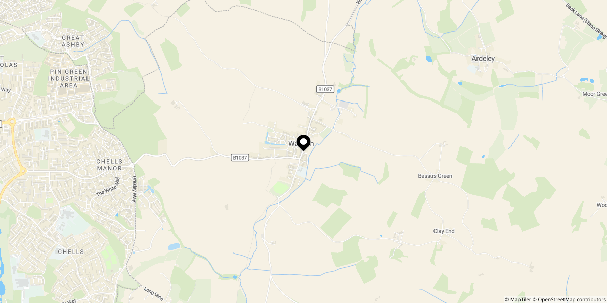 Approximate location of Land off of Finches End, Walkern