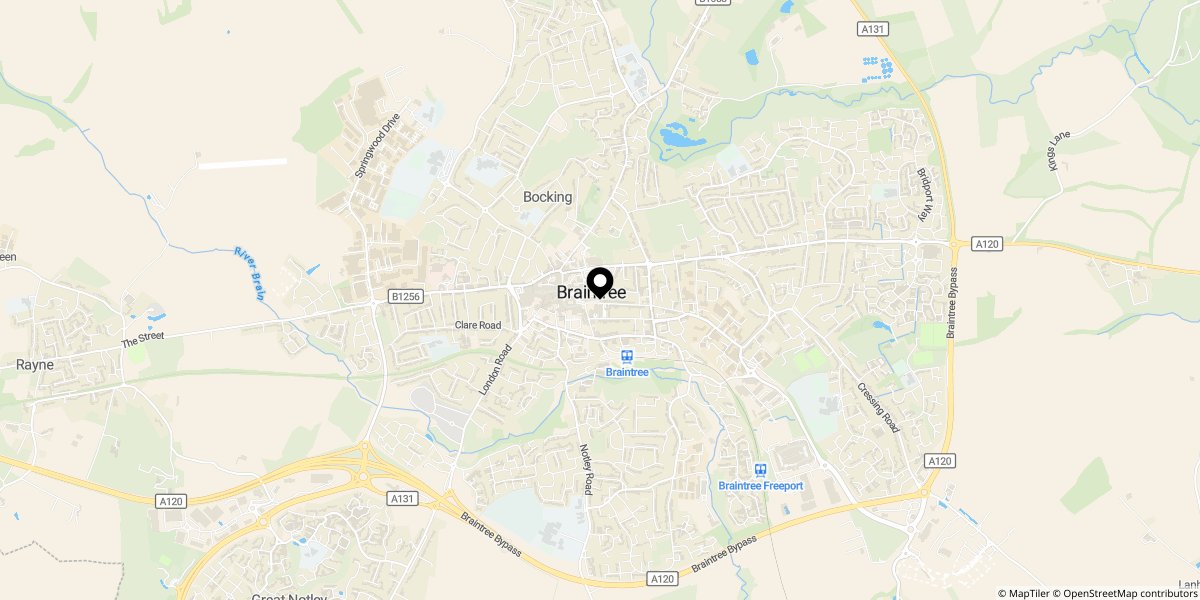 Approximate location of Manor Street, Braintree, CM7 3HP