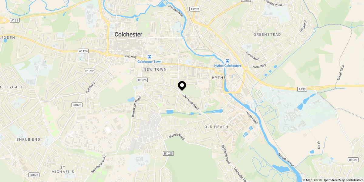 Approximate location of Granville Road, Colchester, CO1 2ED