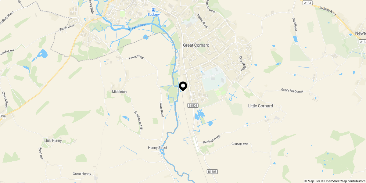 Approximate location of Freestone Way, Great Cornard, Sudbury, CO10 0PL