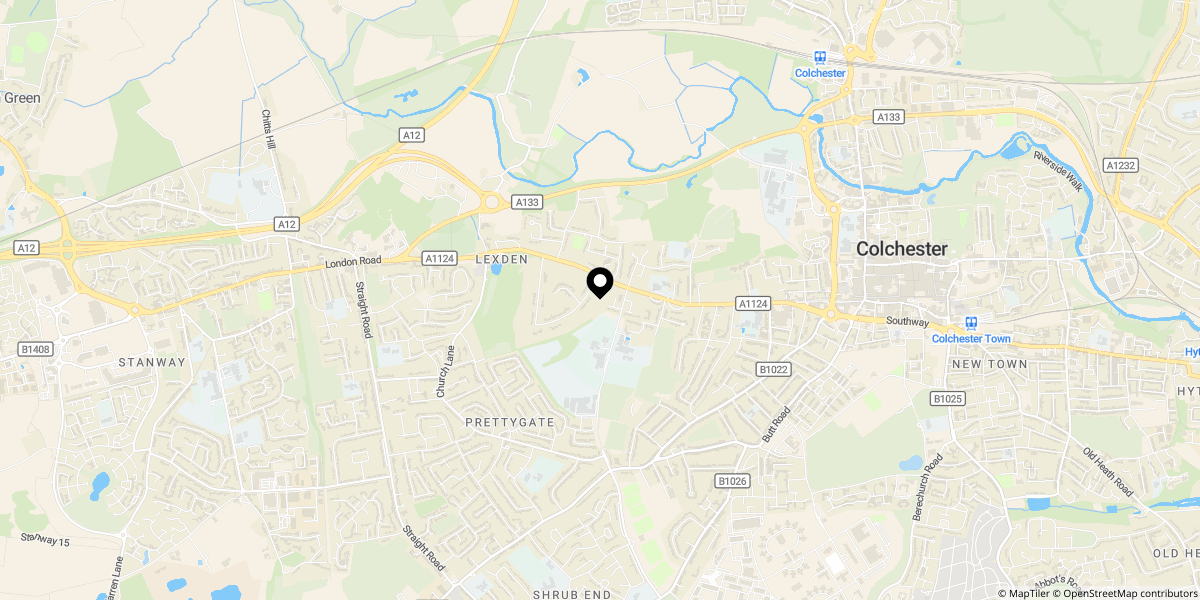 Approximate location of Lexden Road, Colchester, CO3 3RA